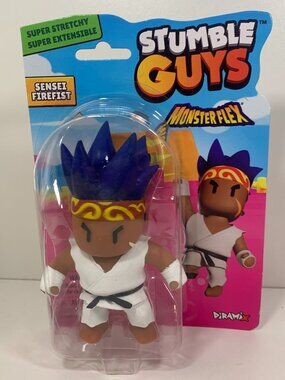 Stumble Guys Monster Flex Sensei Firefist Super Stretchy Figure Toy 5” New